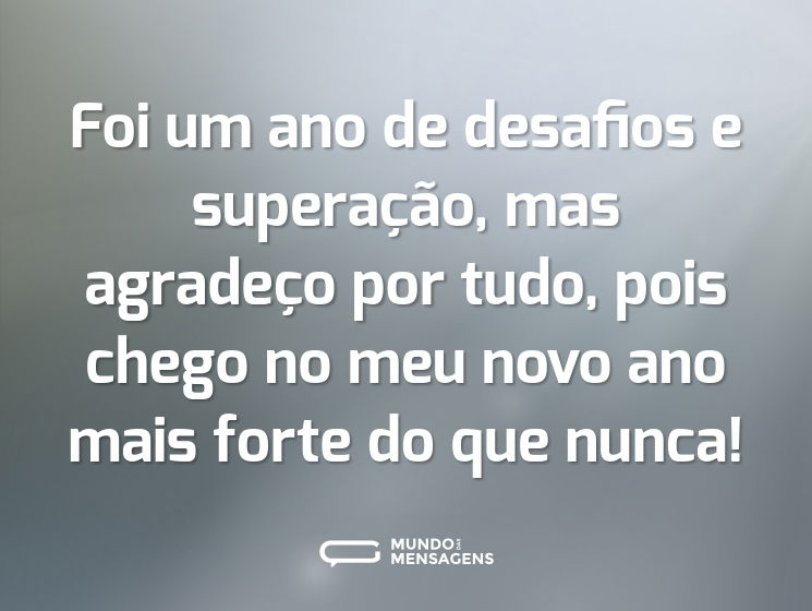 Foi um ano de desafios e superação, mas agradeço por tudo, pois chego no meu novo ano mais forte do que nunca!