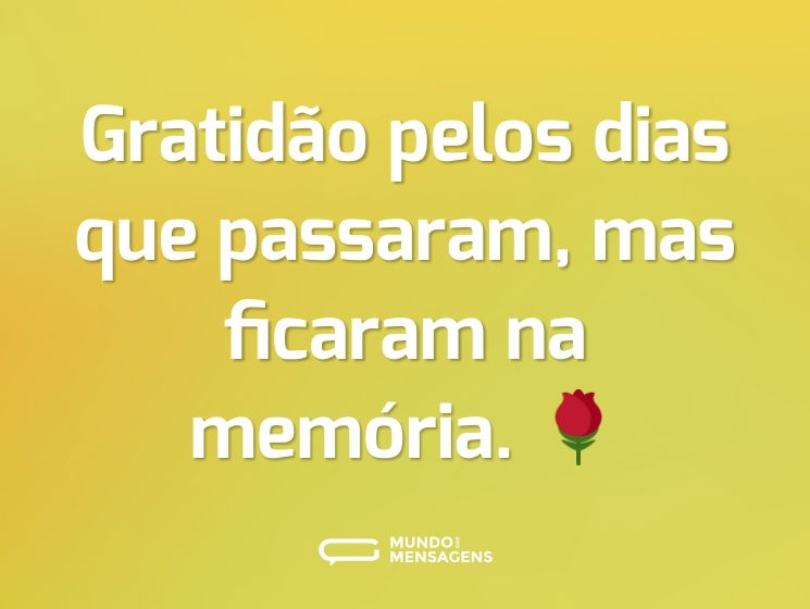 Gratidão pelos dias que passaram, mas ficaram na memória. 🌹