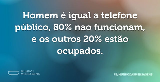 Homem é igual a telefone público, 80% na...