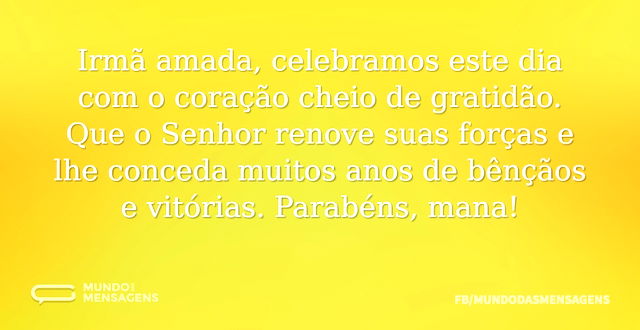 Parabéns com bênçãos para irmã