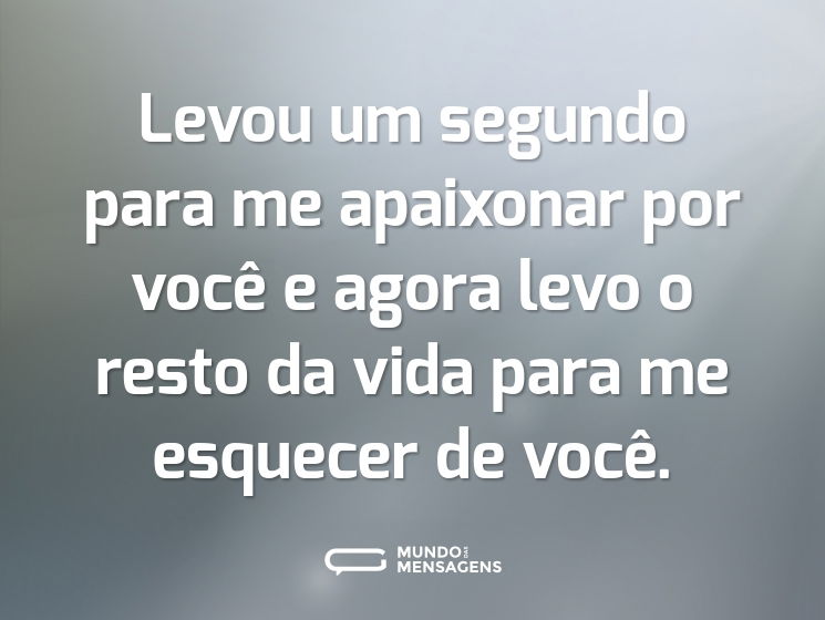 Levou um segundo para me apaixonar por você e agora levo o resto da vida para me esquecer de você.