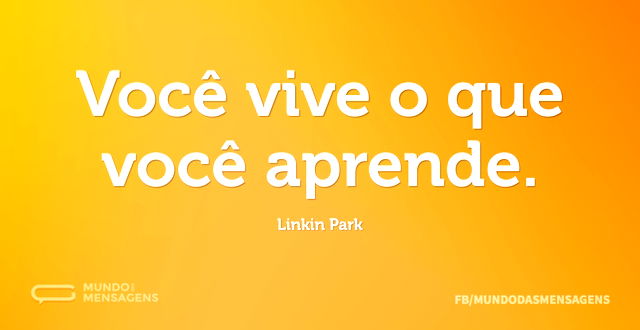 Você vive o que você aprende...