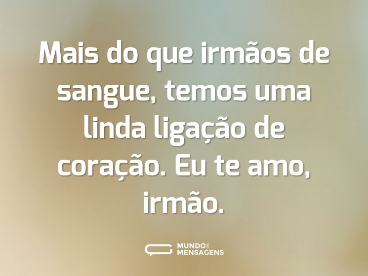 Mais do que irmãos de sangue, temos uma linda ligação de coração. Eu te amo, irmão.