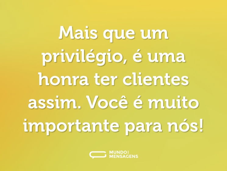 Mais que um privilégio, é uma honra ter clientes assim. Você é muito importante para nós!