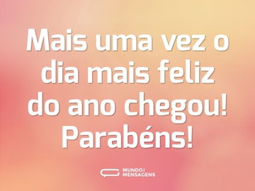 Mais uma vez o dia mais feliz do ano chegou! Parabéns!