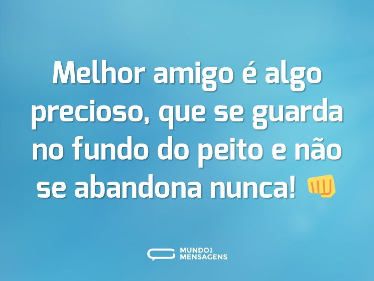 Melhor amigo é algo precioso, que se guarda no fundo do peito e não se abandona nunca! 👊