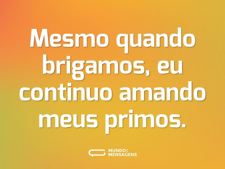 Mesmo quando brigamos, eu continuo amando meus primos.