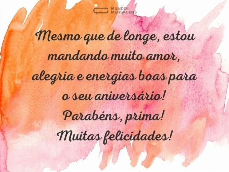 Parabéns, prima que está longe