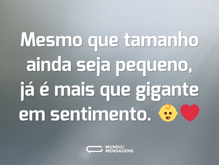 Mesmo que tamanho ainda seja pequeno, já é mais que gigante em sentimento. 👶❤️