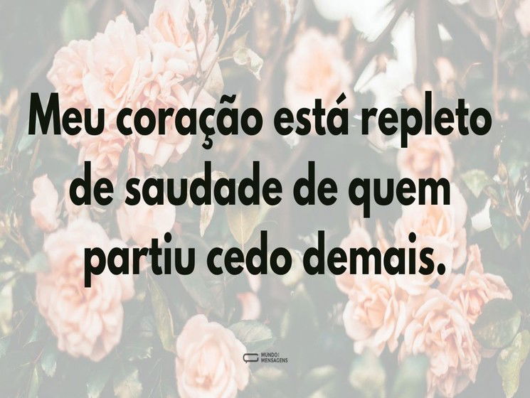 Meu coração está repleto de saudade de quem partiu cedo demais.