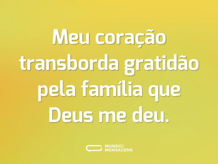 Meu coração transborda gratidão pela família que Deus me deu.