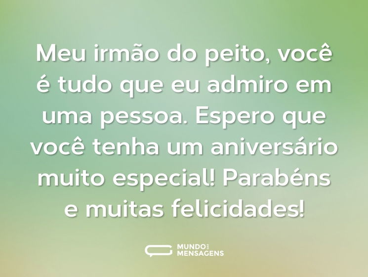 Meu irmão do peito, você é tudo que eu admiro em uma pessoa. Espero que você tenha um aniversário muito especial! Parabéns e muitas felicidades!