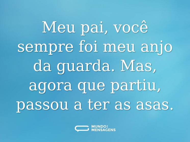 Meu pai, você sempre foi meu anjo da guarda. Mas, agora que partiu, passou a ter as asas.