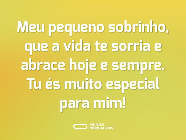 Meu pequeno sobrinho, que a vida te sorria e abrace hoje e sempre. Tu és muito especial para mim!