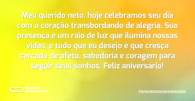 Desejos para um neto lindo e maravilhoso