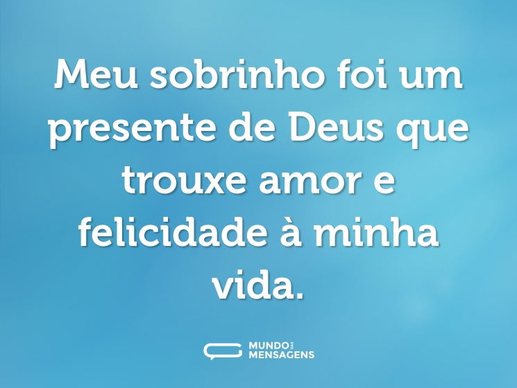 Meu sobrinho foi um presente de Deus que trouxe amor e felicidade à minha vida.