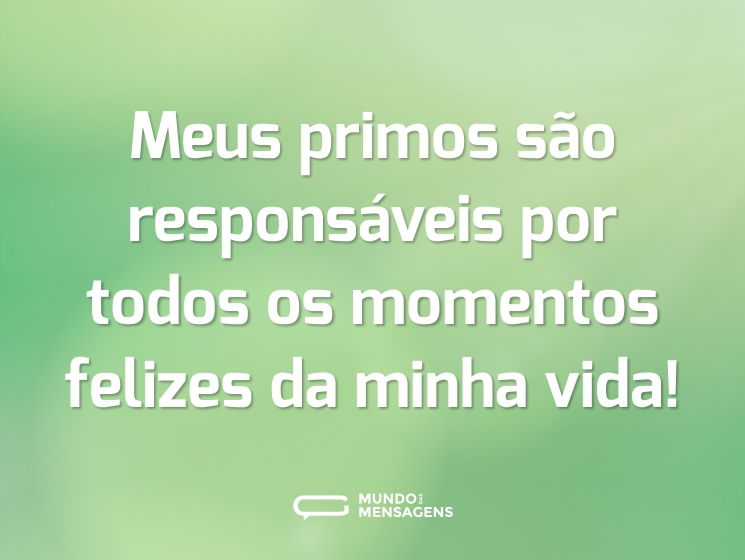 Meus primos são responsáveis por todos os momentos felizes da minha vida!