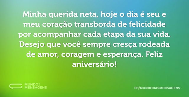 O coração da minha neta transborda felicidade