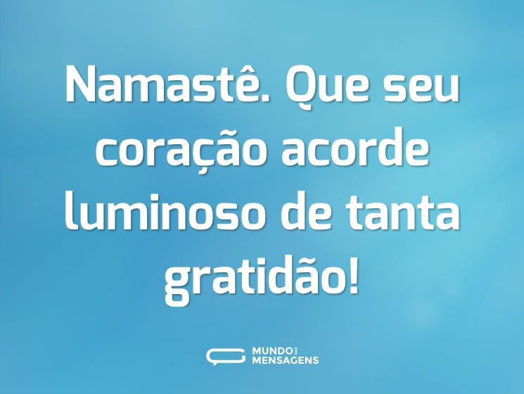 Namastê. Que seu coração acorde luminoso de tanta gratidão!