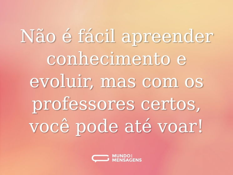 Não é fácil apreender conhecimento e evoluir, mas com os professores certos, você pode até voar!