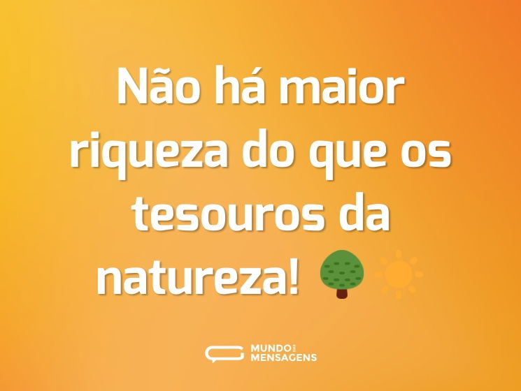 Não há maior riqueza do que os tesouros da natureza! 🌳☀
