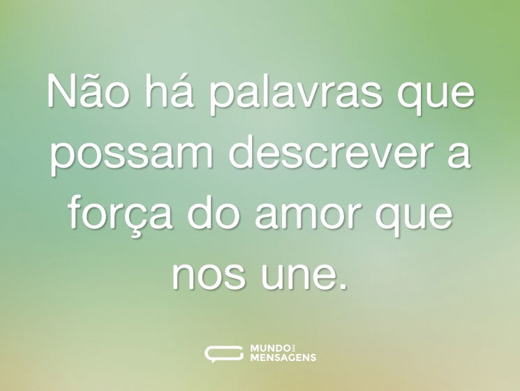 Não há palavras que possam descrever a força do amor que nos une.