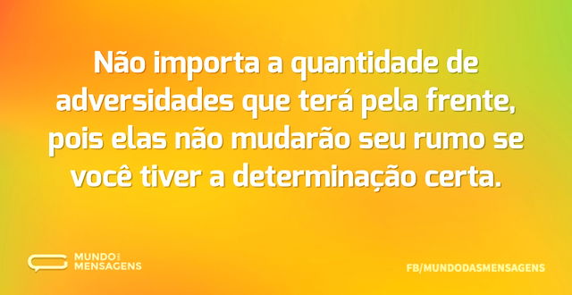 Não importa a quantidade de adversidades...