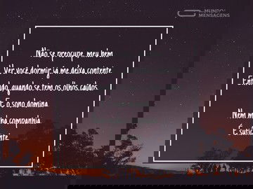 Contente em te ver dormir