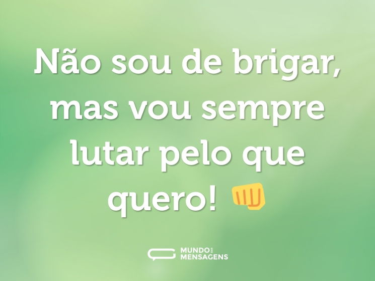 Não sou de brigar, mas vou sempre lutar pelo que quero! 👊