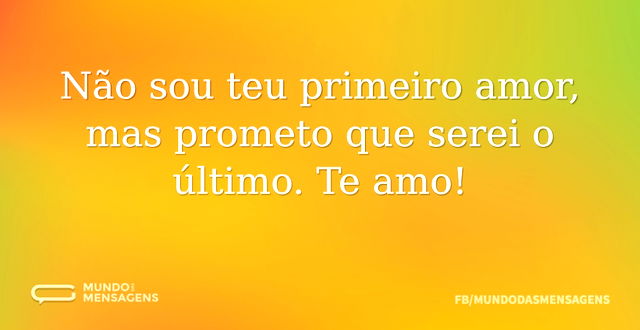 Não sou teu primeiro amor, mas prometo q...