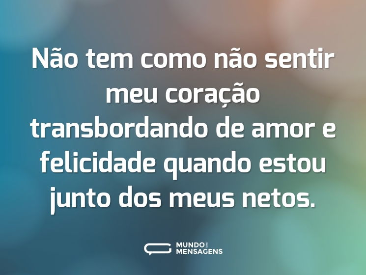 Não tem como não sentir meu coração transbordando de amor e felicidade quando estou junto dos meus netos.