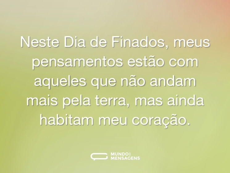 Neste Dia de Finados, meus pensamentos estão com aqueles que não andam mais pela terra, mas ainda habitam meu coração.