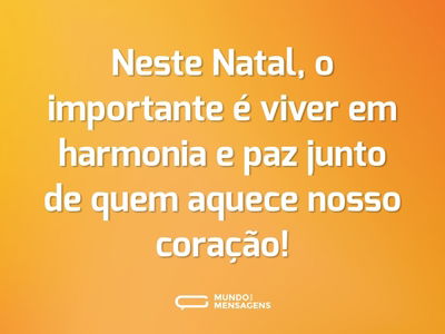 Neste Natal, o importante é viver em harmonia e paz junto de quem aquece nosso coração!