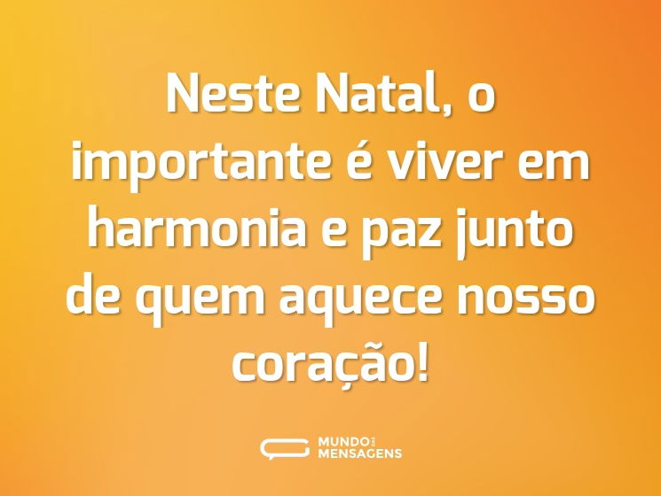 Neste Natal, o importante é viver em harmonia e paz junto de quem aquece nosso coração!