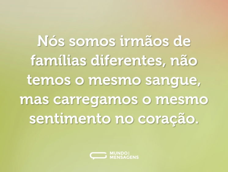 Nós somos irmãos de famílias diferentes, não temos o mesmo sangue, mas carregamos o mesmo sentimento no coração.
