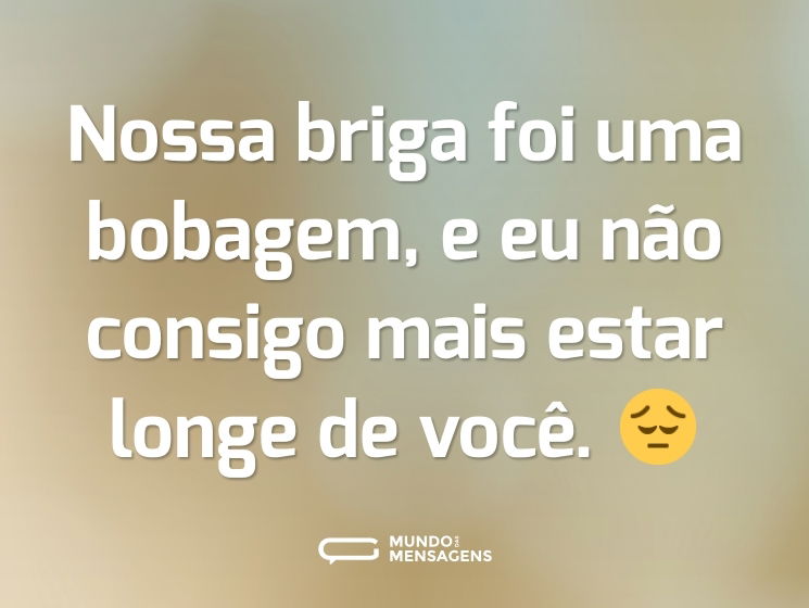 Nossa briga foi uma bobagem, e eu não consigo mais estar longe de você. 😔