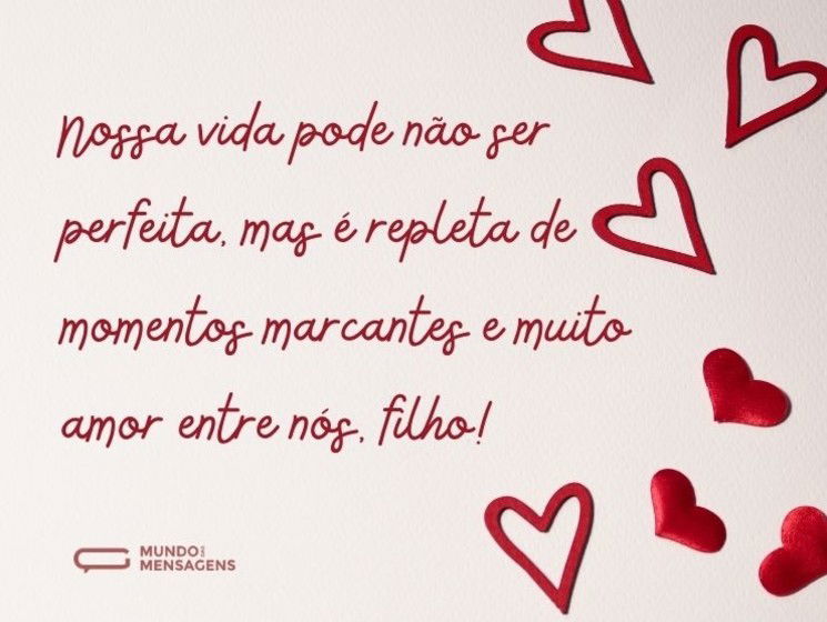 Nossa vida pode não ser perfeita, mas é repleta de momentos marcantes e muito amor entre nós, filho!