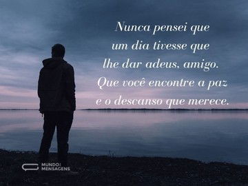 Nunca pensei que um dia tivesse que lhe dar adeus, amigo. Que você encontre a paz e o descanso que merece.