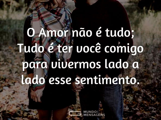 O amor não é tudo; tudo é ter você comig...