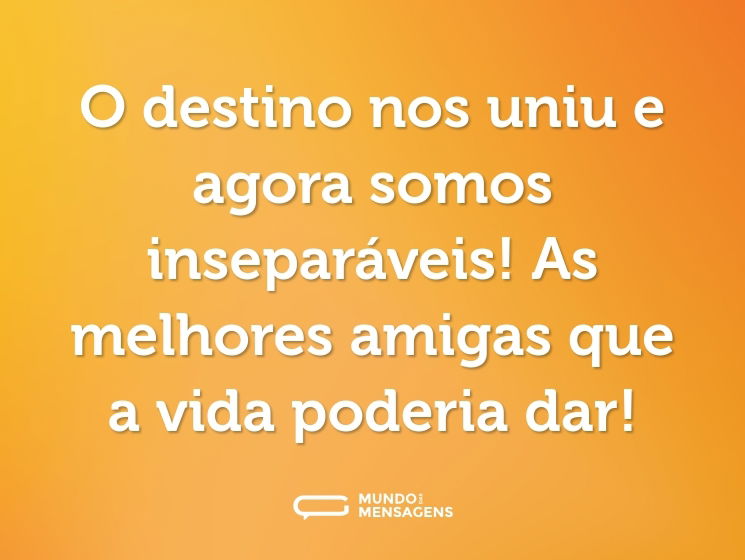 O destino nos uniu e agora somos inseparáveis! As melhores amigas que a vida poderia dar!