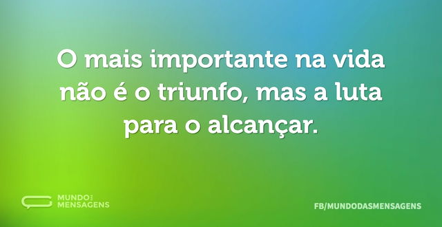 O mais importante na vida não é o triunf...