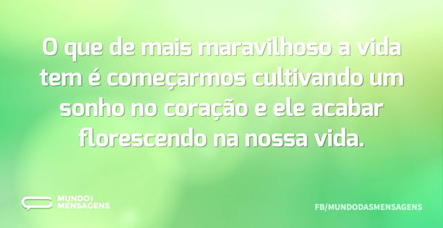 O que de mais maravilhoso a vida tem é c...