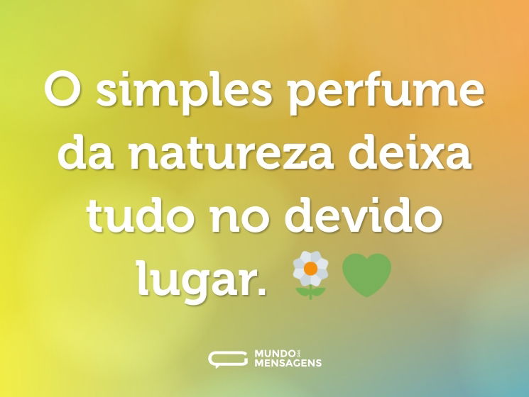 O simples perfume da natureza deixa tudo no devido lugar. 🌼💚