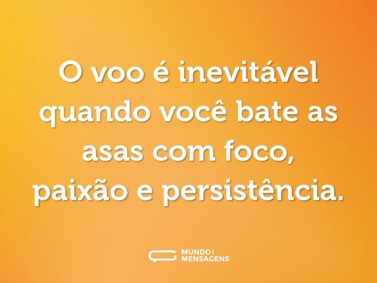 O voo é inevitável quando você bate as asas com foco, paixão e persistência.