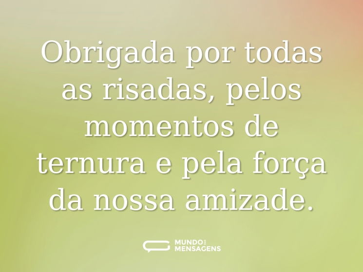 Obrigada por todas as risadas, pelos momentos de ternura e pela força da nossa amizade.