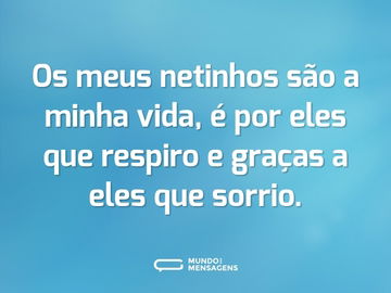 Os meus netinhos são a minha vida, é por eles que respiro e graças a eles que sorrio.