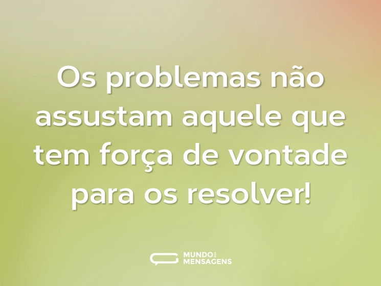 Os problemas não assustam aquele que tem força de vontade para os resolver!