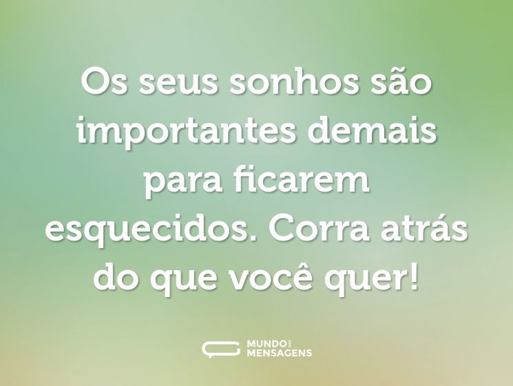 Os seus sonhos são importantes demais para ficarem esquecidos. Corra atrás do que você quer!