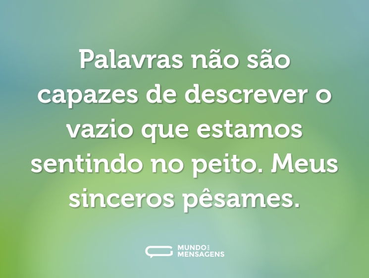 Palavras não são capazes de descrever o vazio que estamos sentindo no peito. Meus sinceros pêsames.