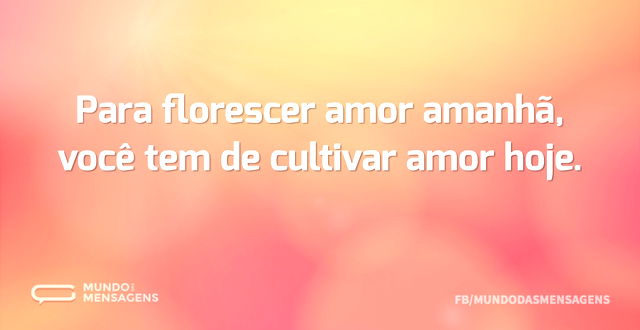 Para florescer amor amanhã, você tem de ...